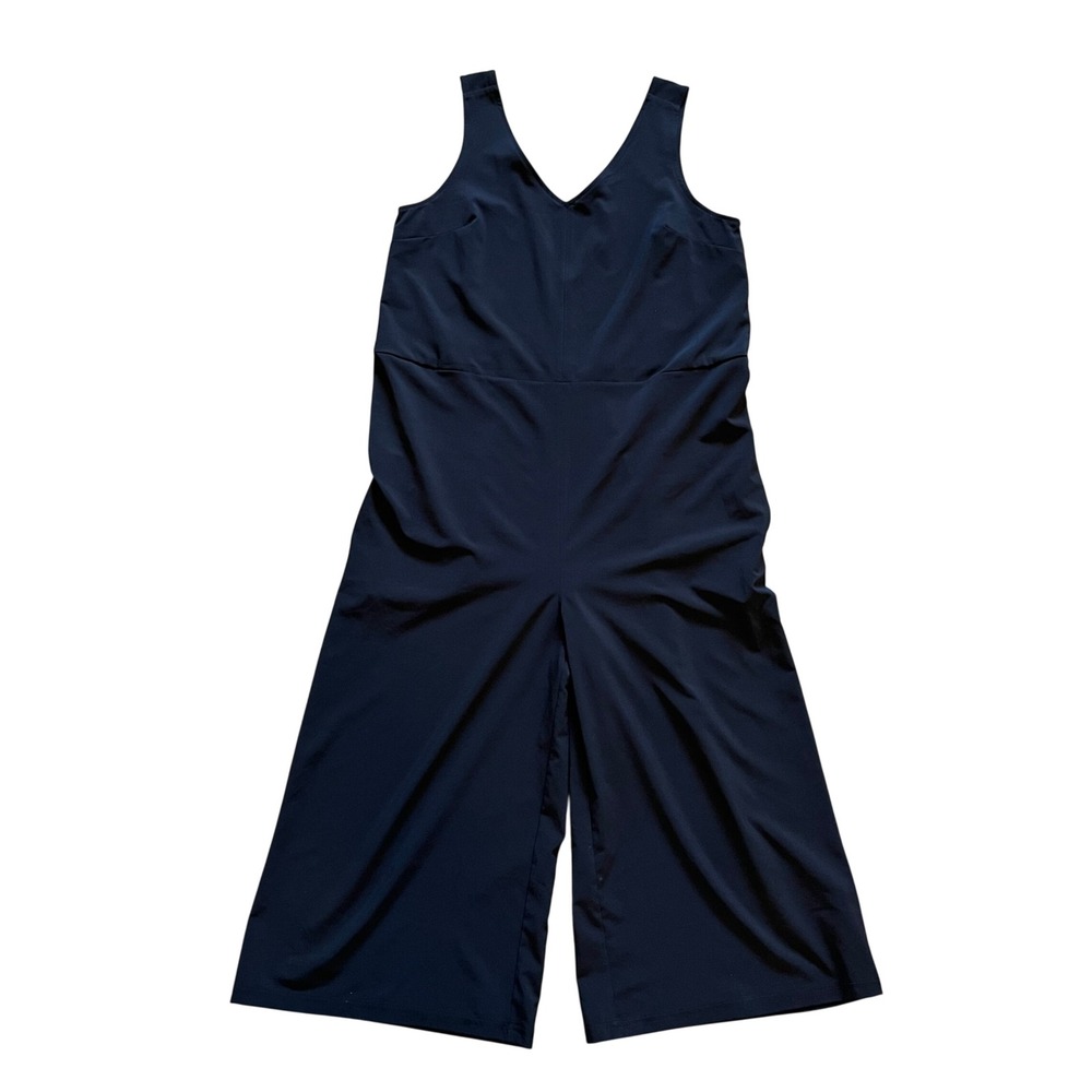 Lucy Womens Black V-Neck Wide Leg Sleeveless Athleisure Jumpsuit Size M